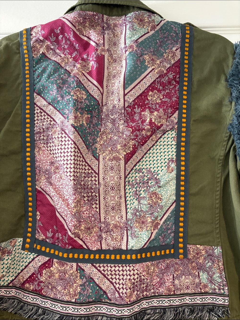 Matilda Jane Olive Green Utility Boho Peplum Jacket with Denim Trim